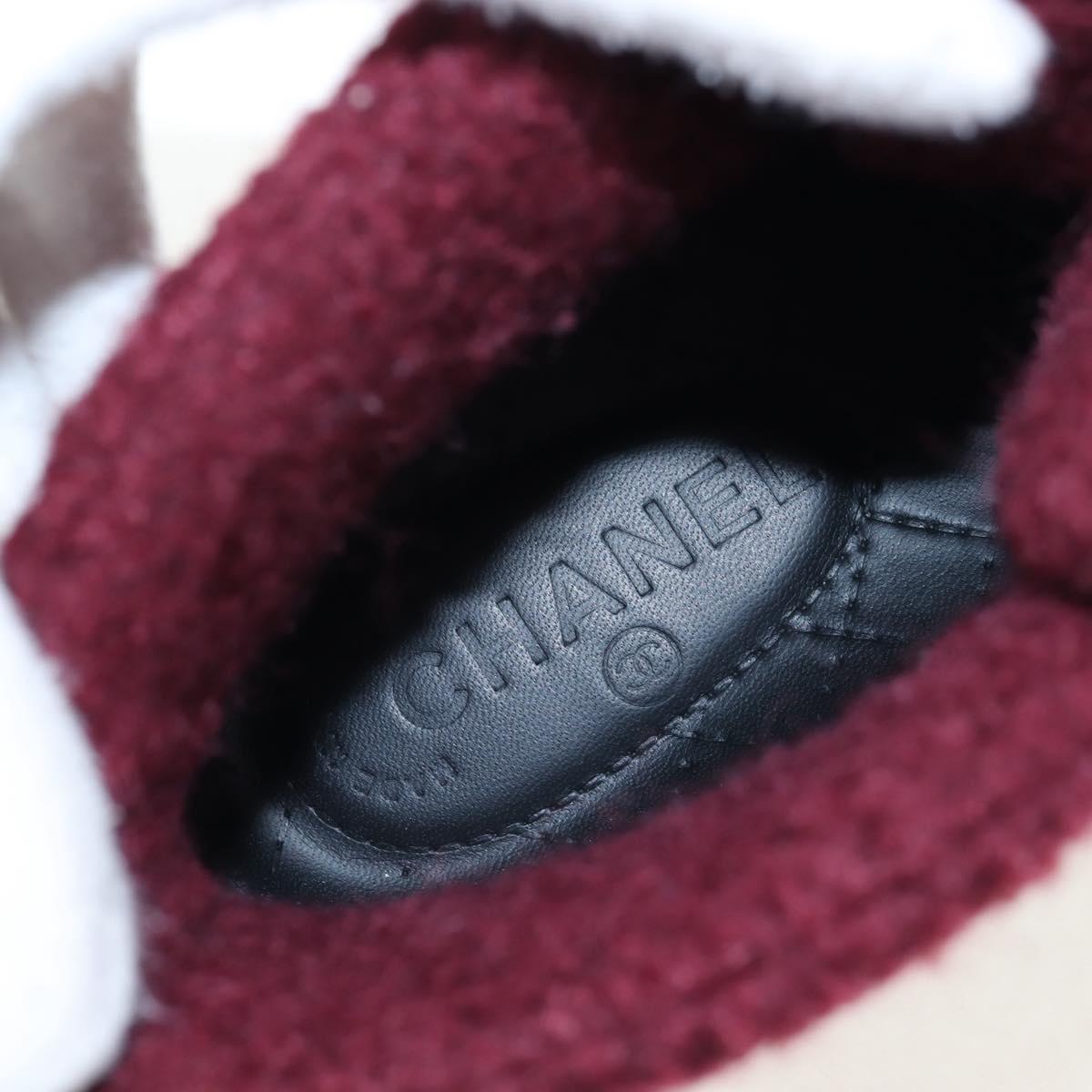 CHANEL High Cut Sneakers Suede Bordeaux CC Auth 196705M