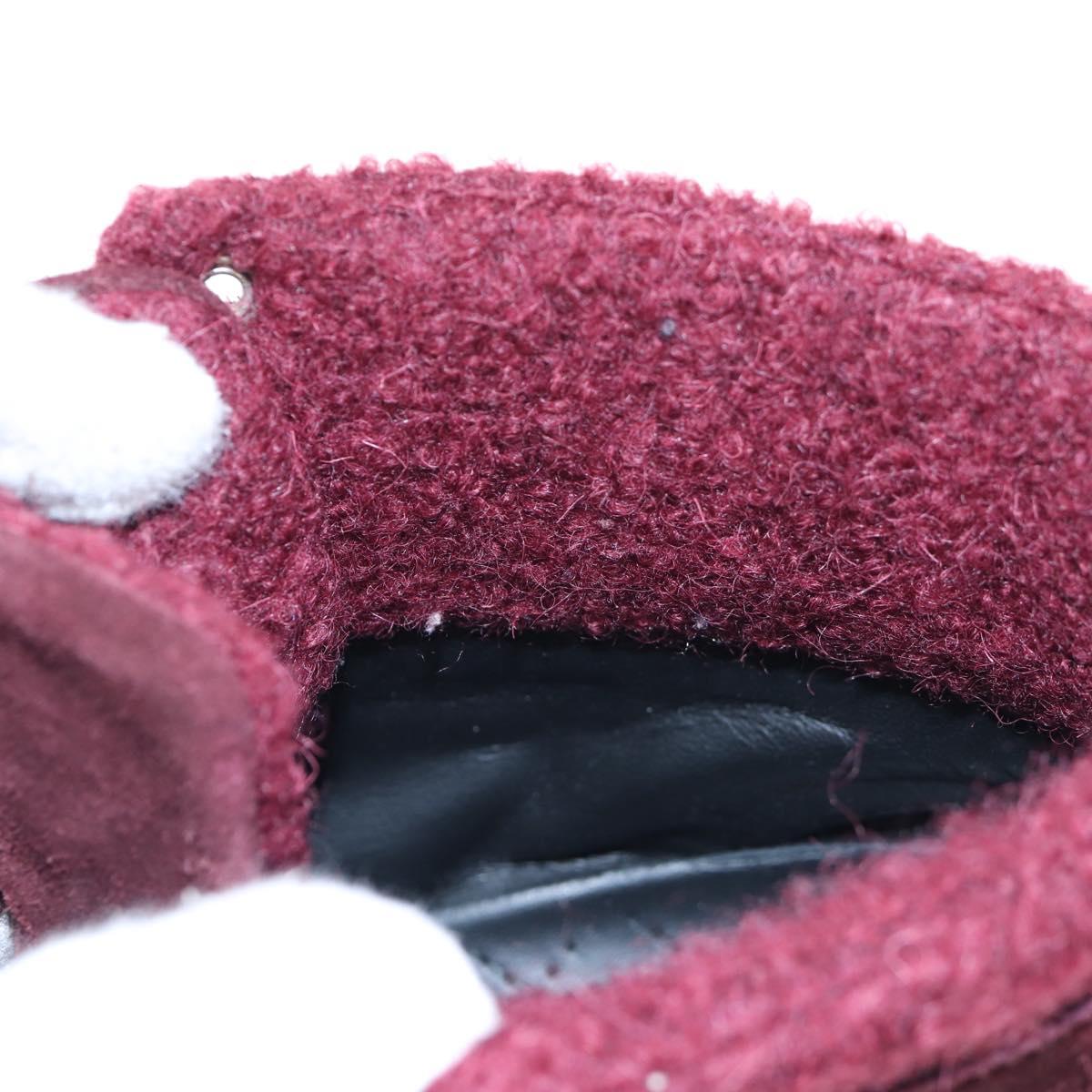 CHANEL High Cut Sneakers Suede Bordeaux CC Auth 196705M