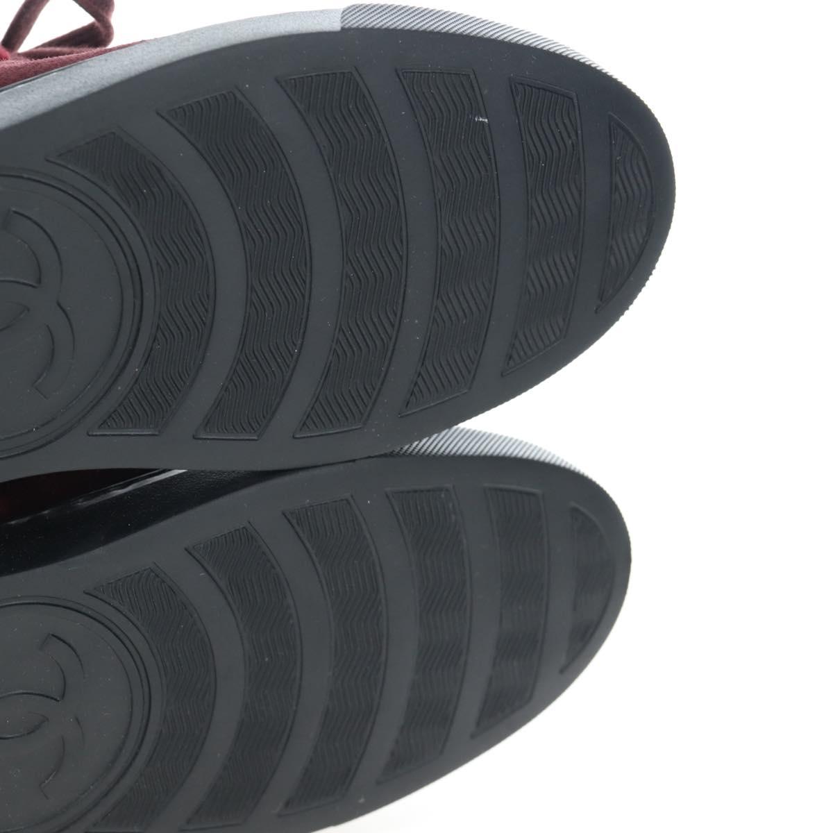 CHANEL High Cut Sneakers Suede Bordeaux CC Auth 196705M