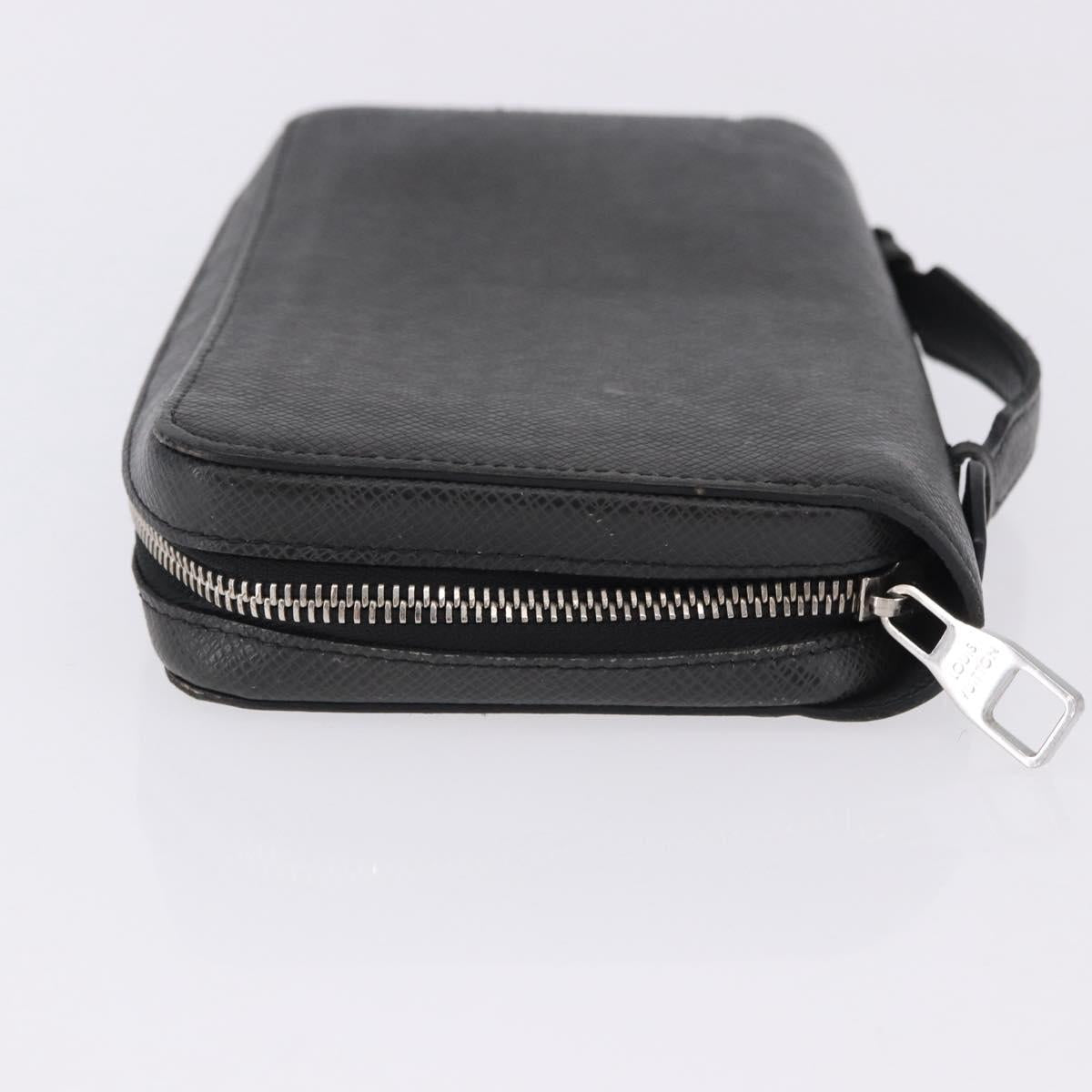 LOUIS VUITTON Taiga Zippy XL Long Wallet Black M44275 LV Auth 196706