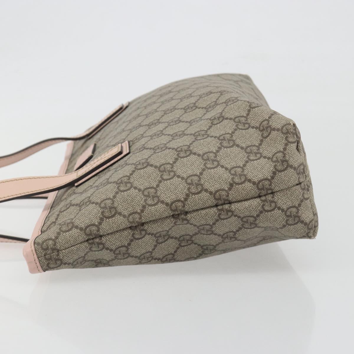 GUCCI GG Supreme Tote Bag PVC Beige Gold 181086 Auth 196707A