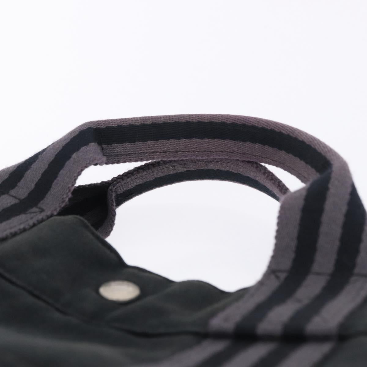 HERMES Fourre Tout MM Hand Bag Canvas Black Silver Auth 196708