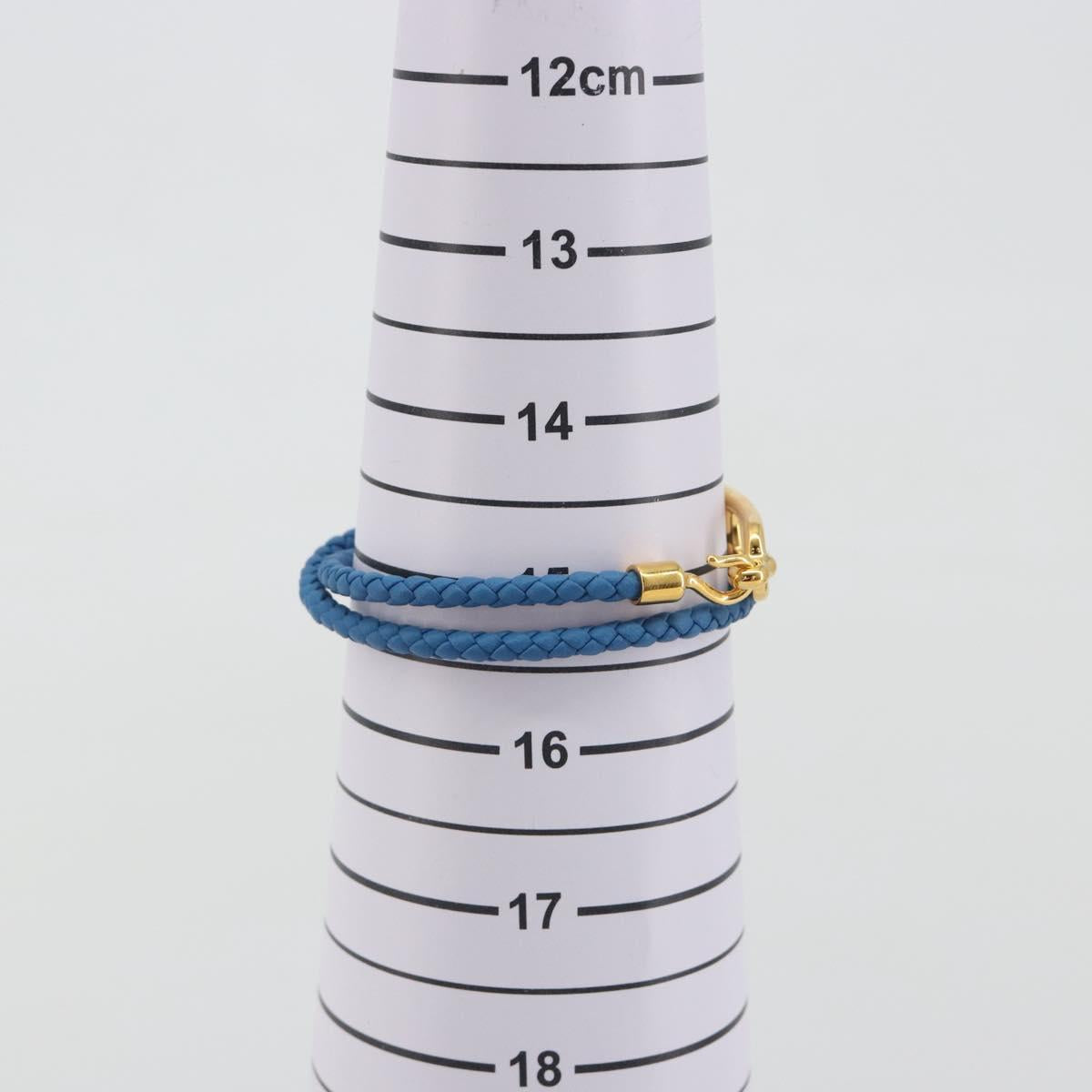 HERMES Roulis De Bourtour Bracelet Leather Blue Gold Auth 196712V