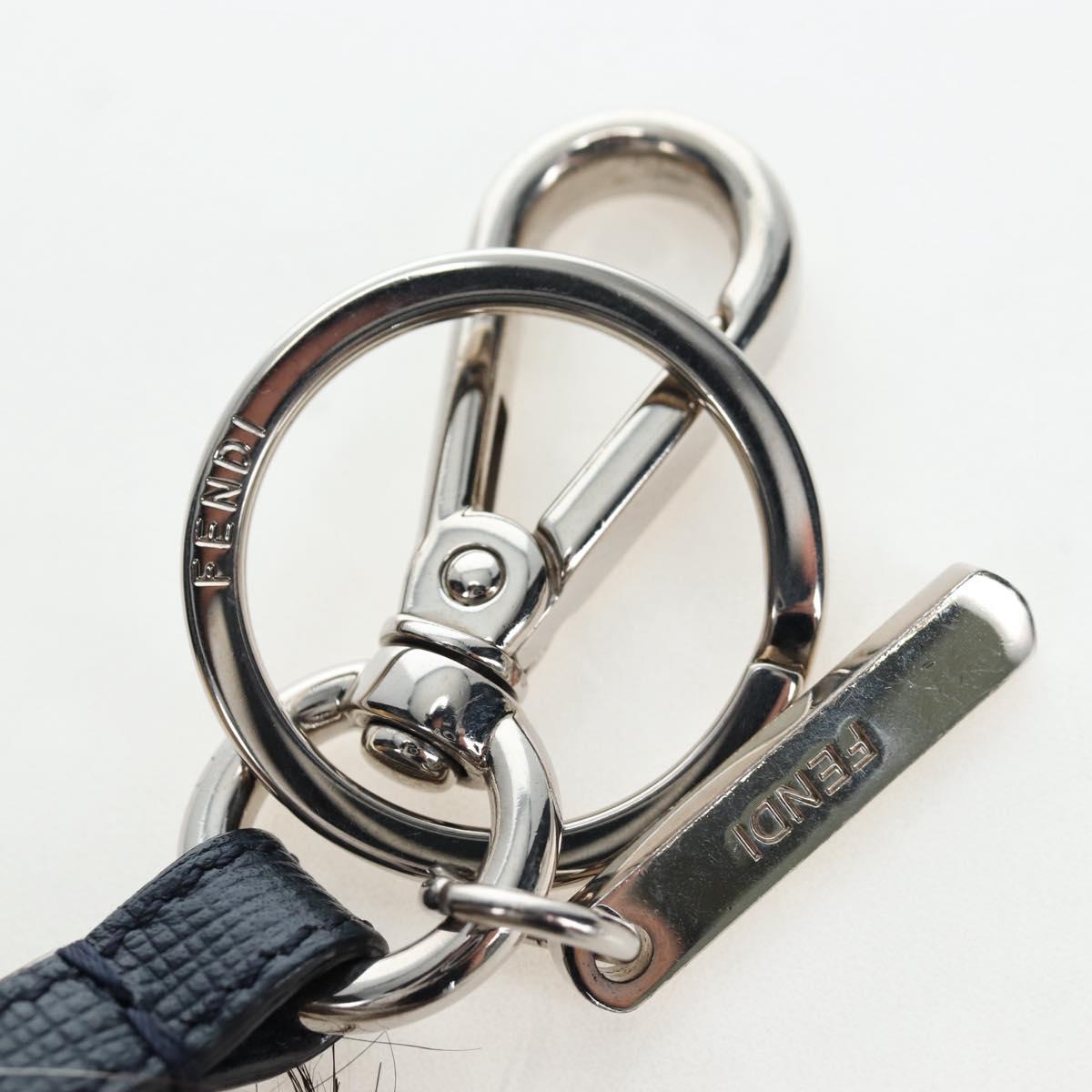 FENDI Monster Charm Fur Brown Silver Auth 196714M