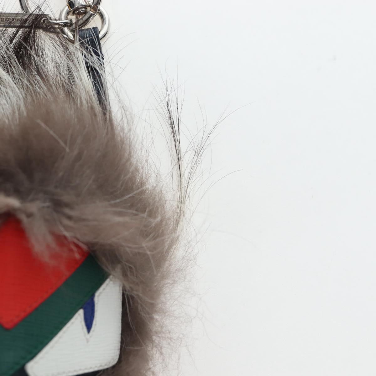 FENDI Monster Charm Fur Brown Silver Auth 196714M