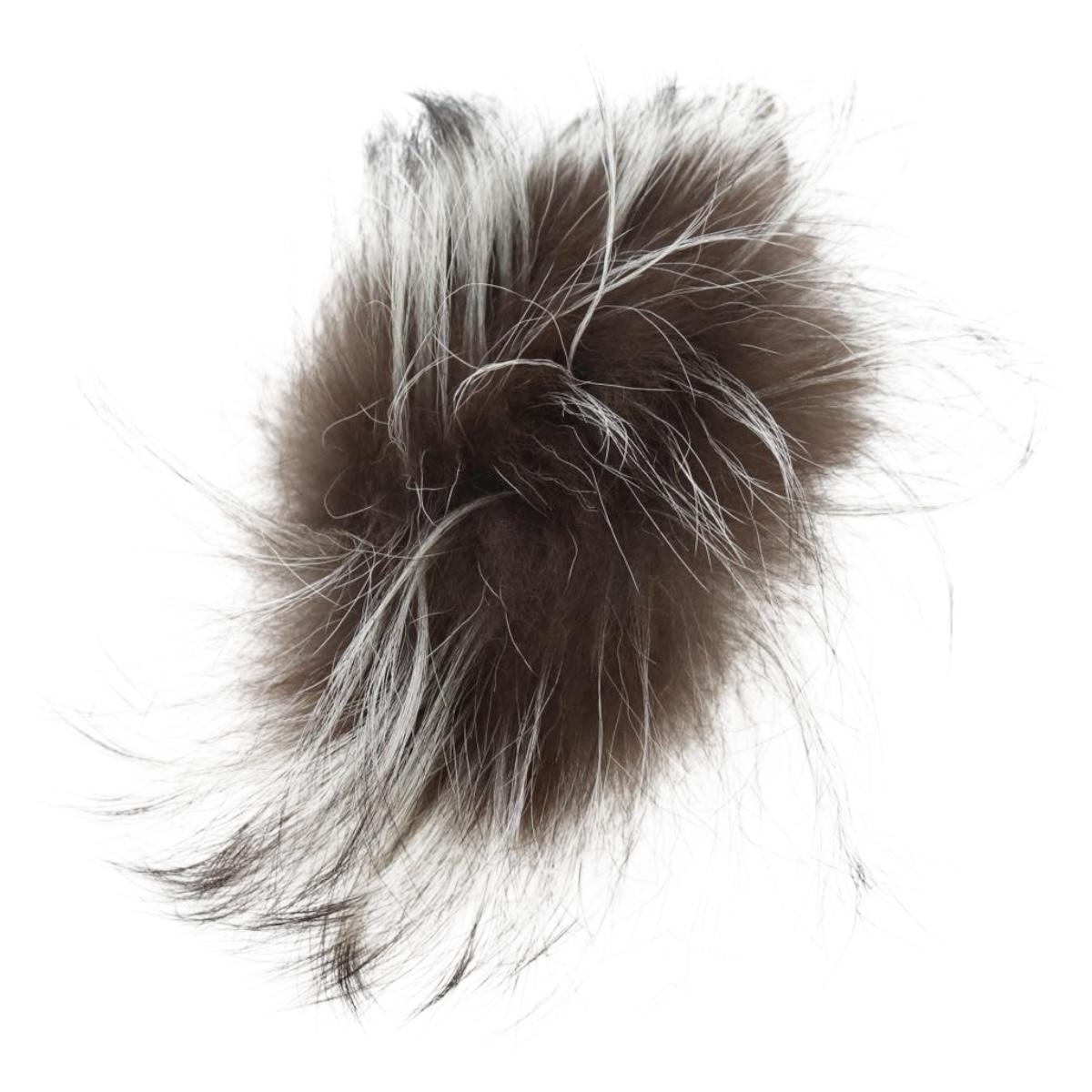 FENDI Monster Charm Fur Brown Silver Auth 196714M