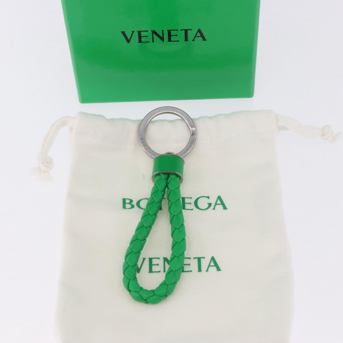 BOTTEGA VENETA INTRECCIATO Key Charm Leather Green Silver Auth 196719M
