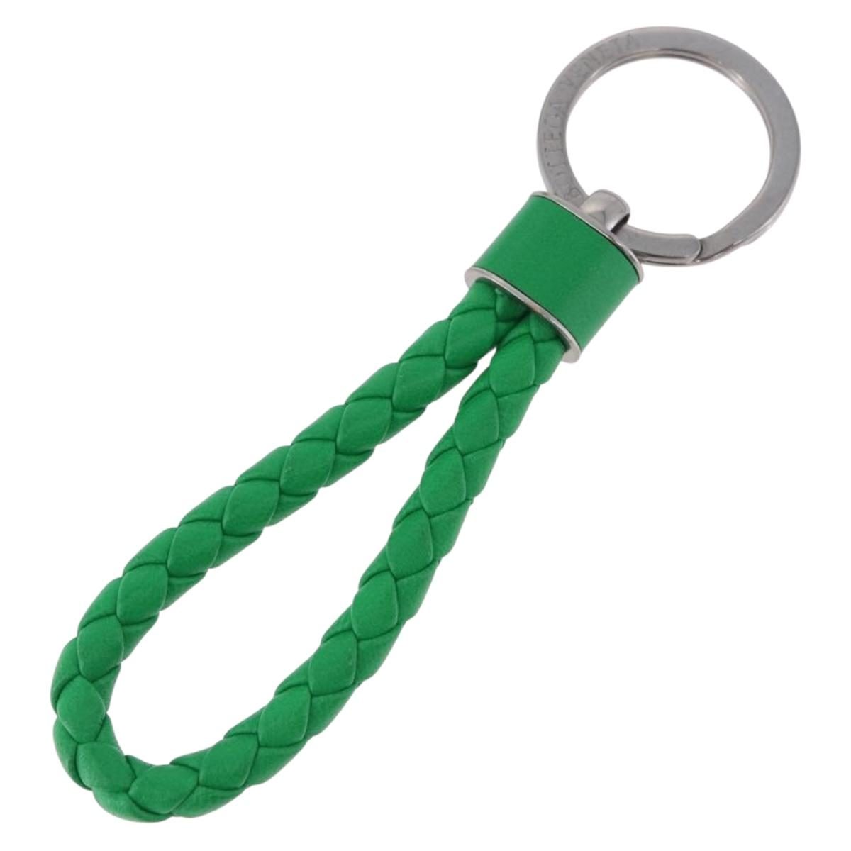 BOTTEGA VENETA INTRECCIATO Key Charm Leather Green Silver Auth 196719M