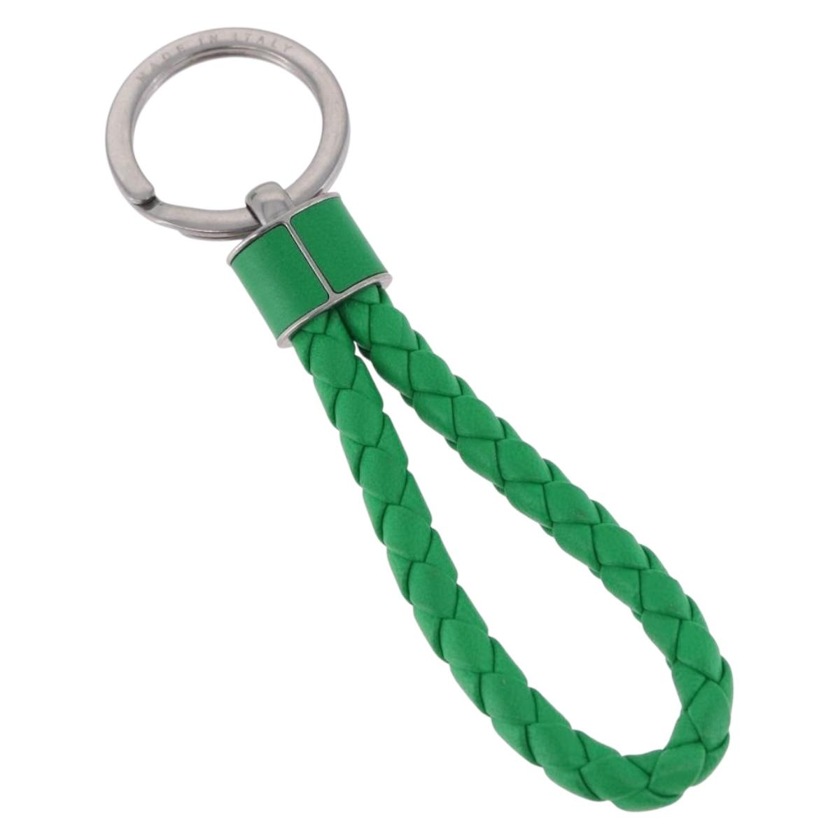 BOTTEGA VENETA INTRECCIATO Key Charm Leather Green Silver Auth 196719M