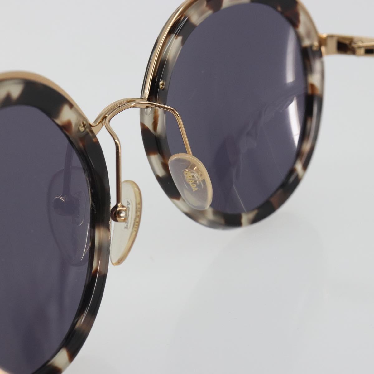PRADA Sunglasses Metal Brown Champagne Gold Auth 196722M
