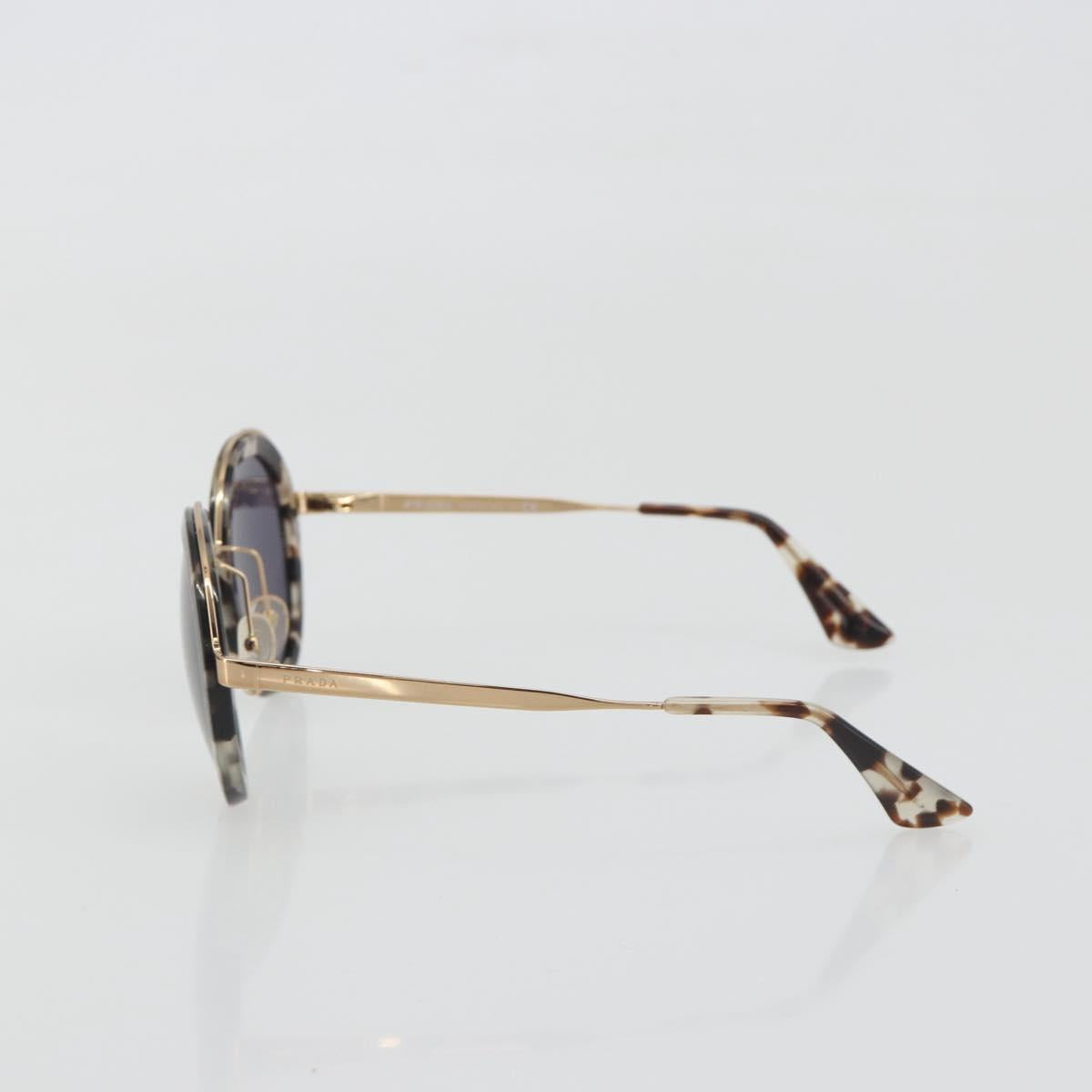 PRADA Sunglasses Metal Brown Champagne Gold Auth 196722M