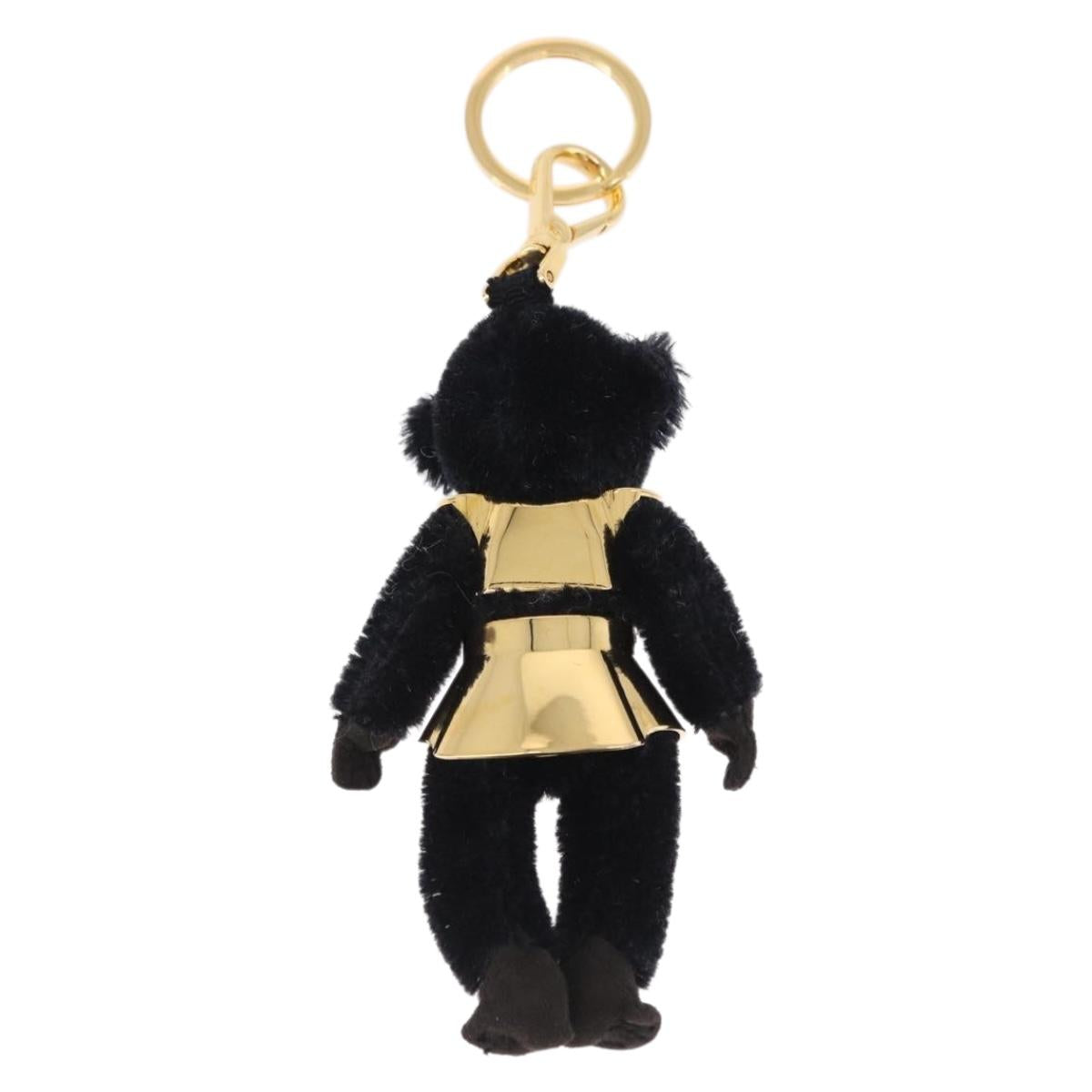 PRADA Gorilla Charm Metal Black Gold Tone Auth 196726M