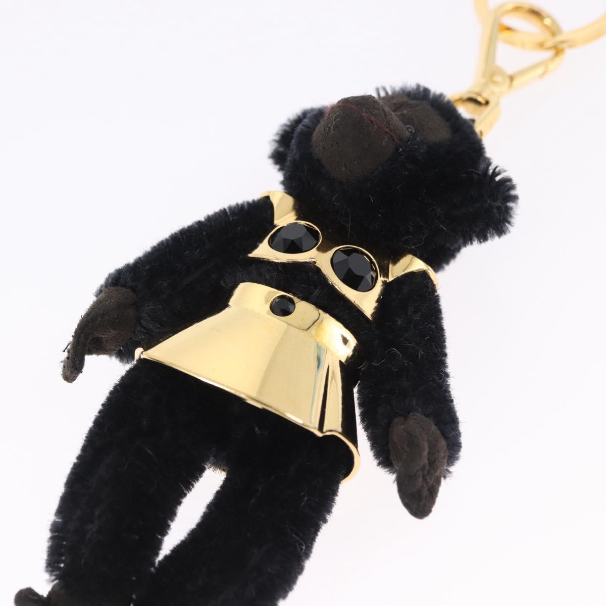 PRADA Gorilla Charm Metal Black Gold Tone Auth 196726M