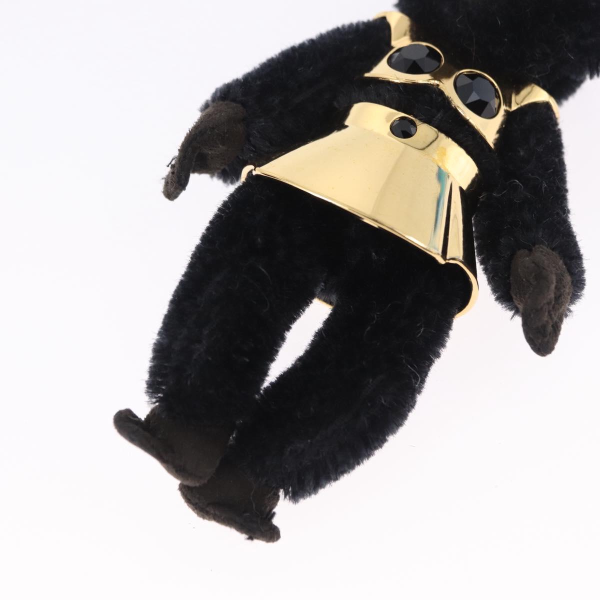 PRADA Gorilla Charm Metal Black Gold Tone Auth 196726M