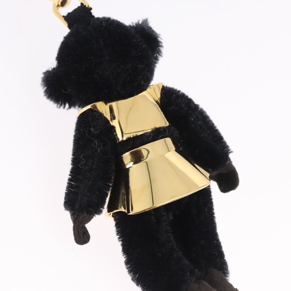 PRADA Gorilla Charm Metal Black Gold Tone Auth 196726M
