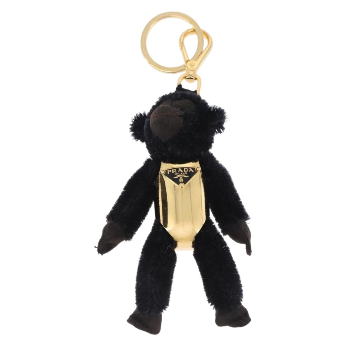 PRADA Gorilla Charm Metal Black Gold Tone Auth 196727M