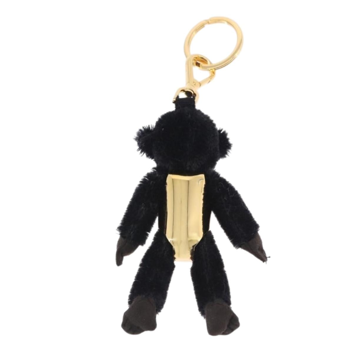 PRADA Gorilla Charm Metal Black Gold Tone Auth 196727M