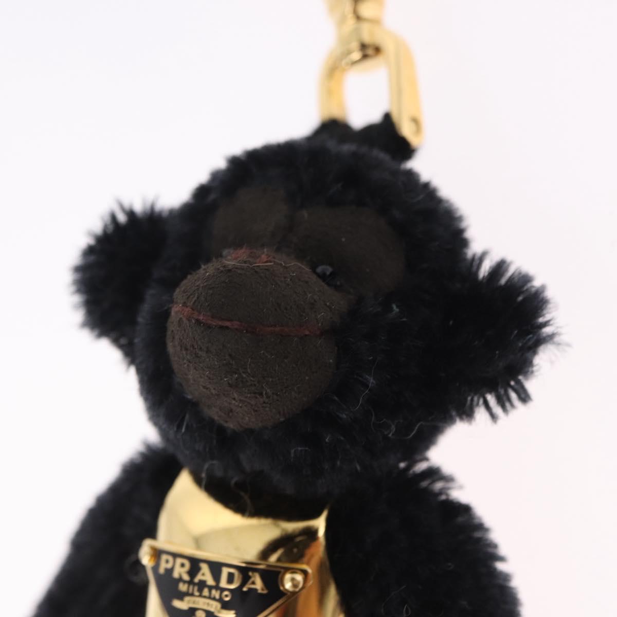 PRADA Gorilla Charm Metal Black Gold Tone Auth 196727M