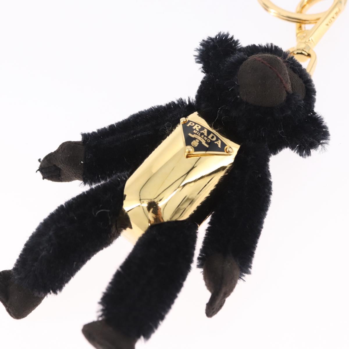 PRADA Gorilla Charm Metal Black Gold Tone Auth 196727M