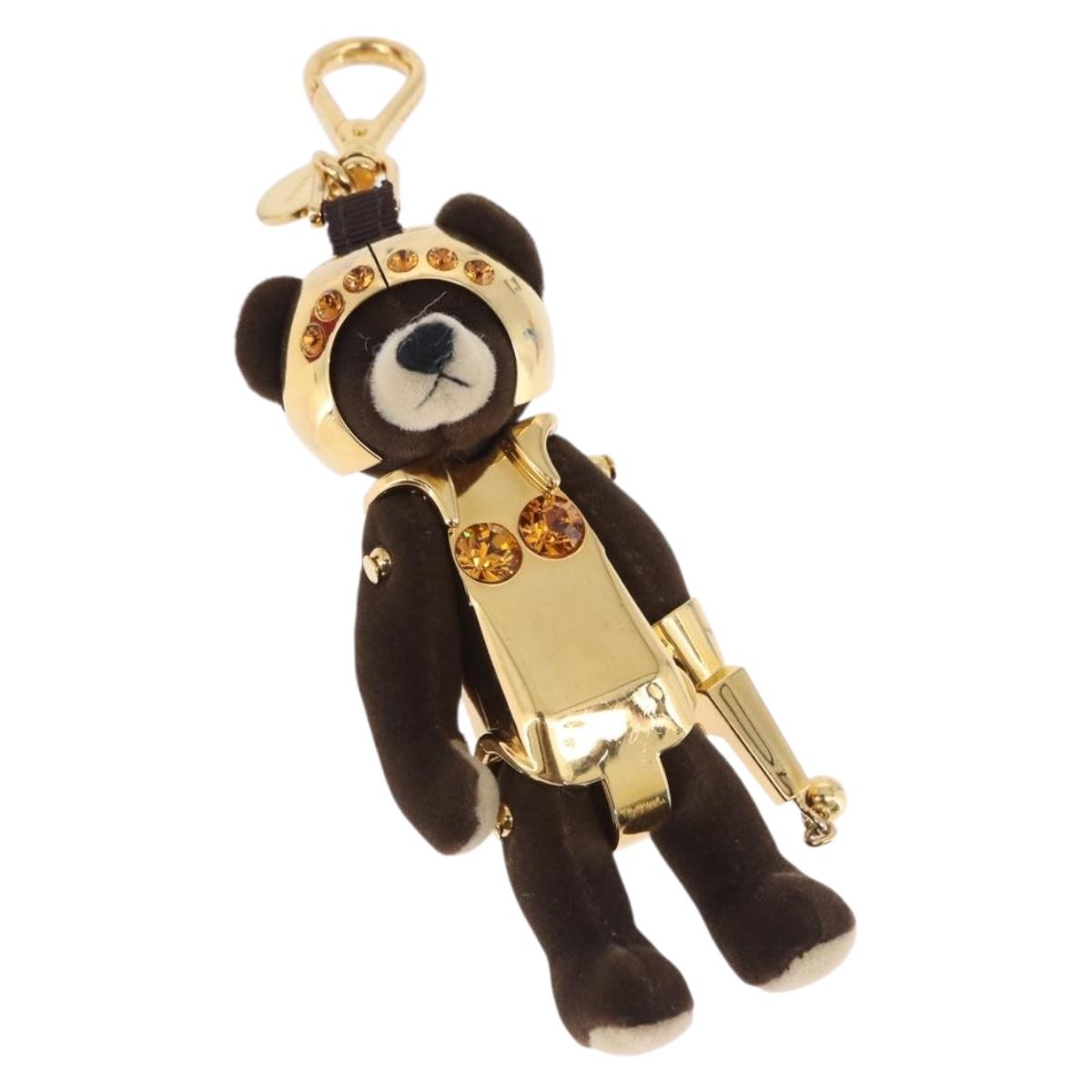 PRADA Bear Charm Metal Brown Gold Tone Auth 196728M