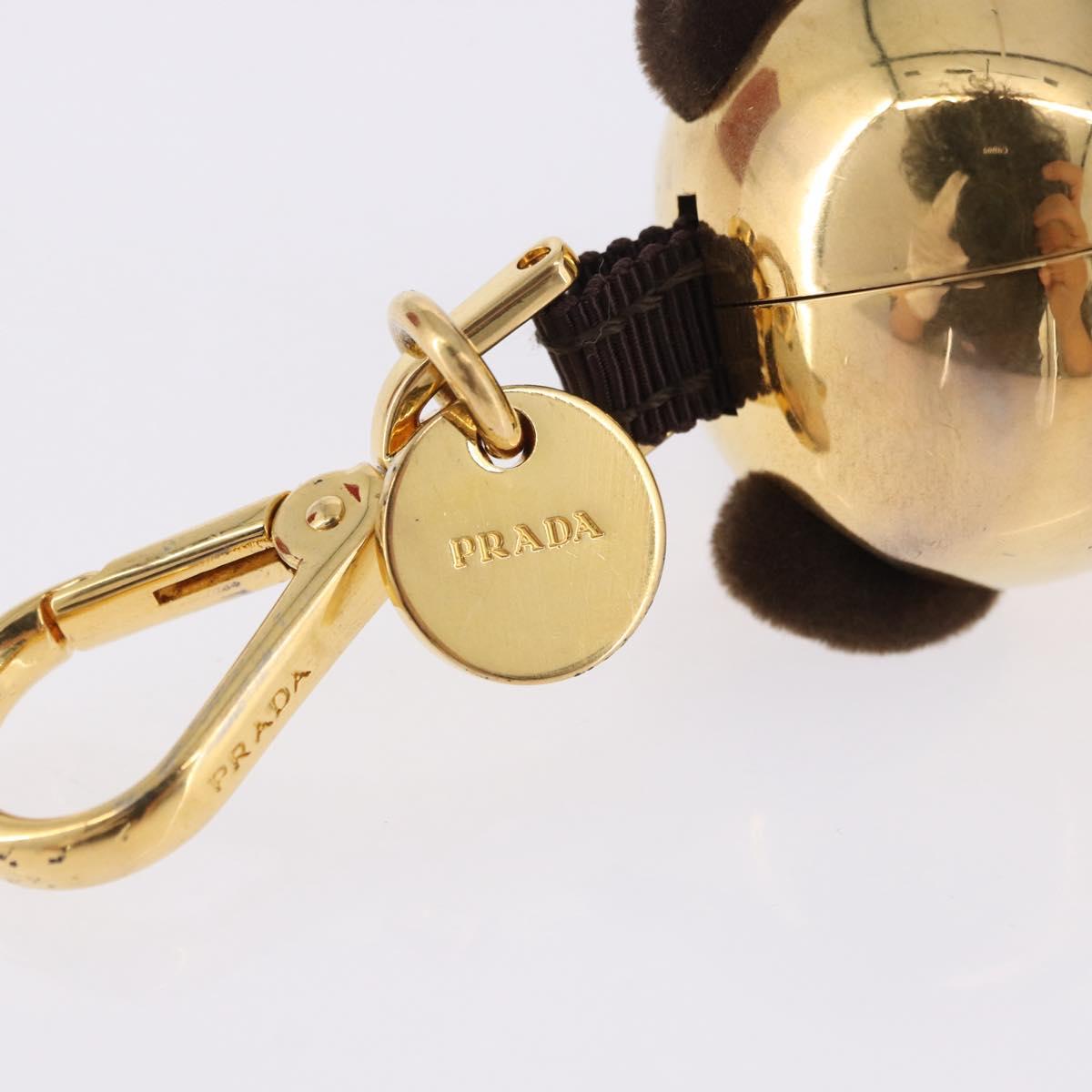 PRADA Bear Charm Metal Brown Gold Tone Auth 196728M