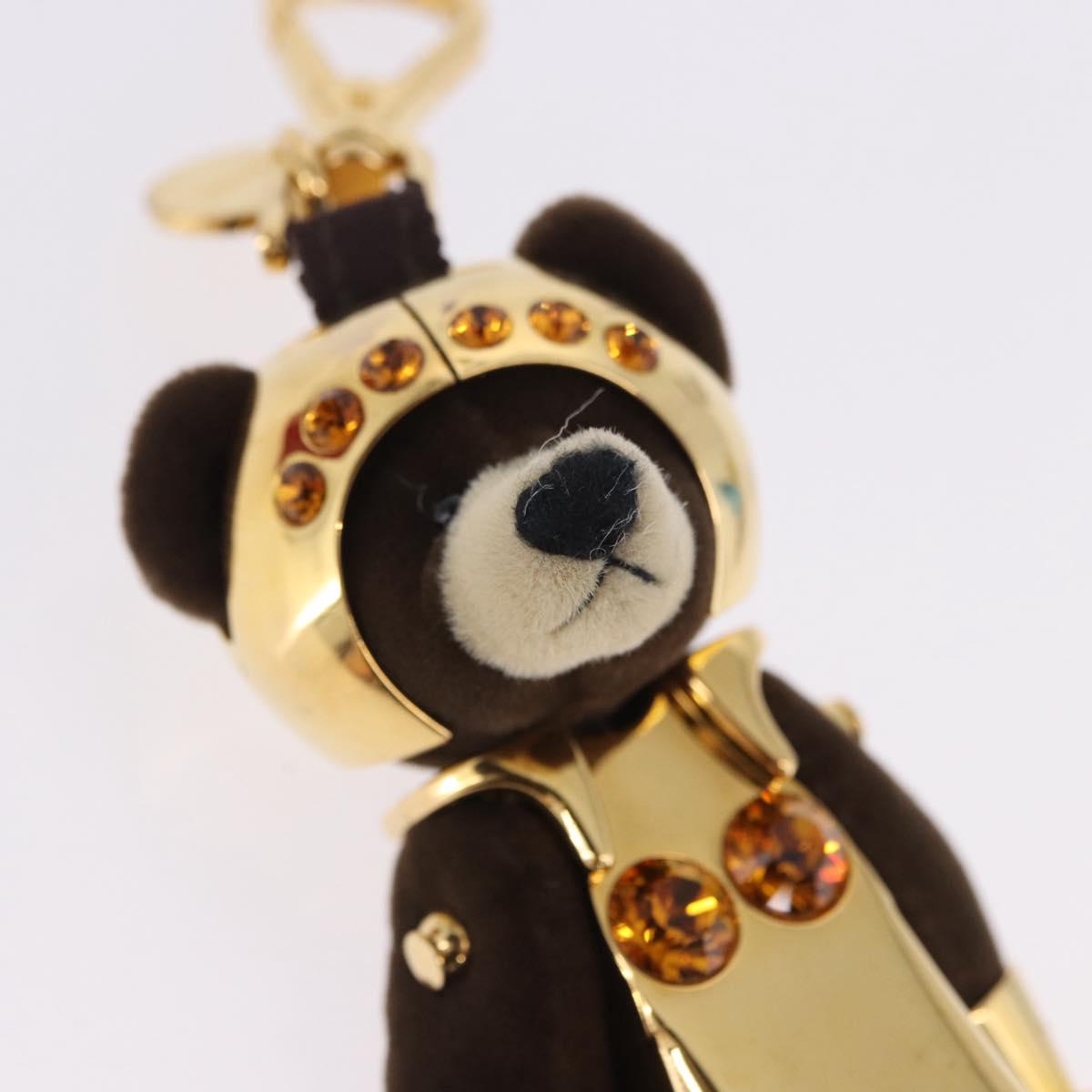 PRADA Bear Charm Metal Brown Gold Tone Auth 196728M