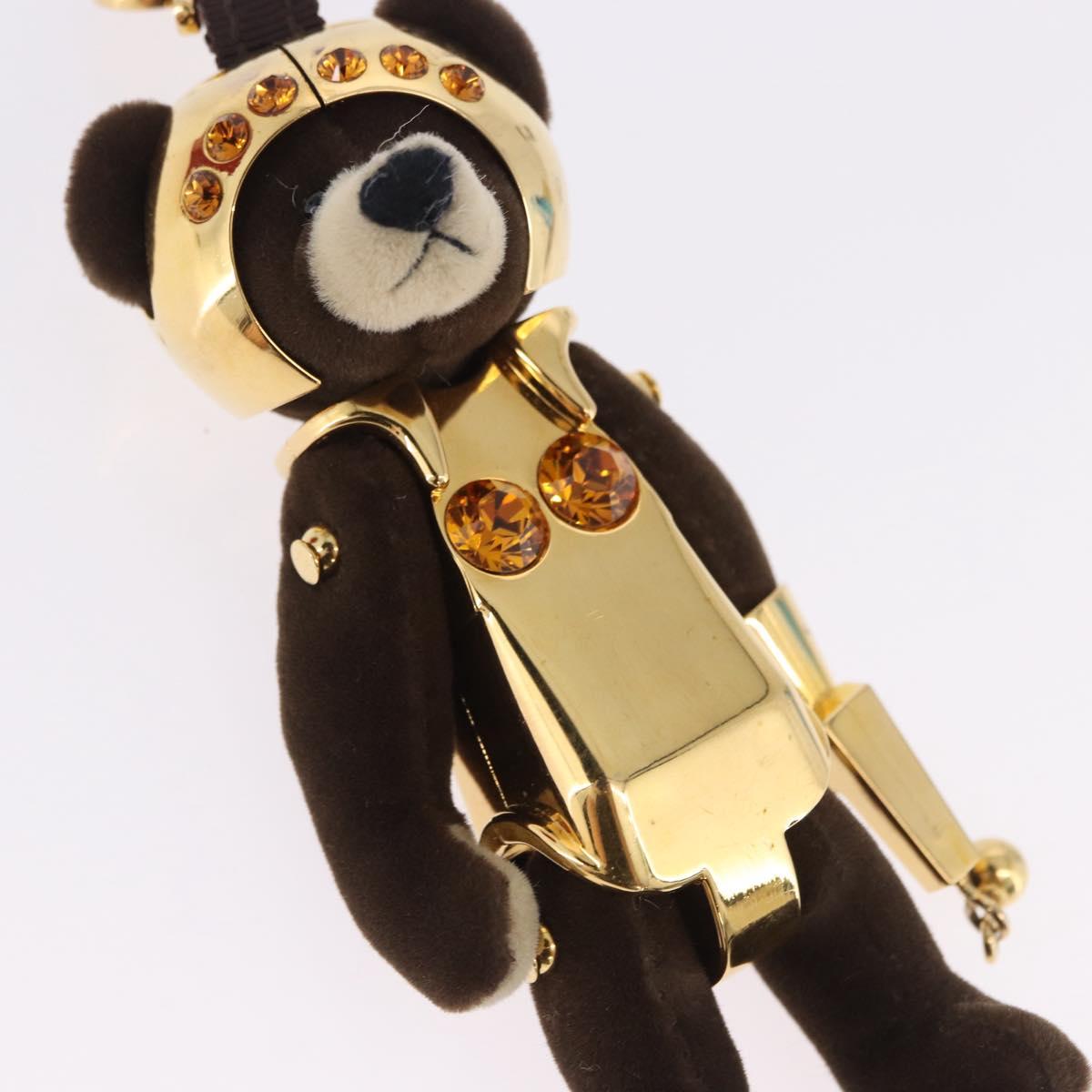 PRADA Bear Charm Metal Brown Gold Tone Auth 196728M