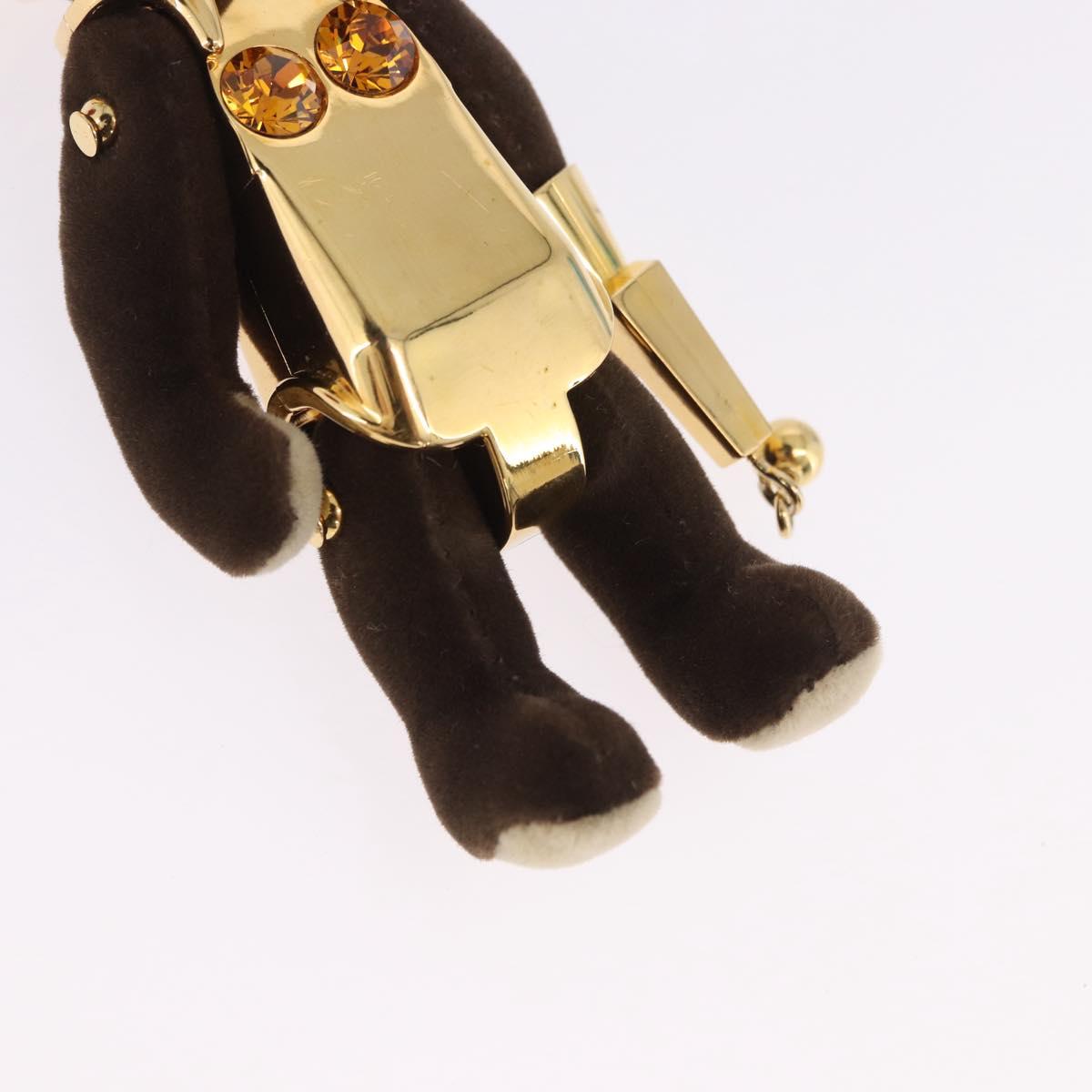 PRADA Bear Charm Metal Brown Gold Tone Auth 196728M