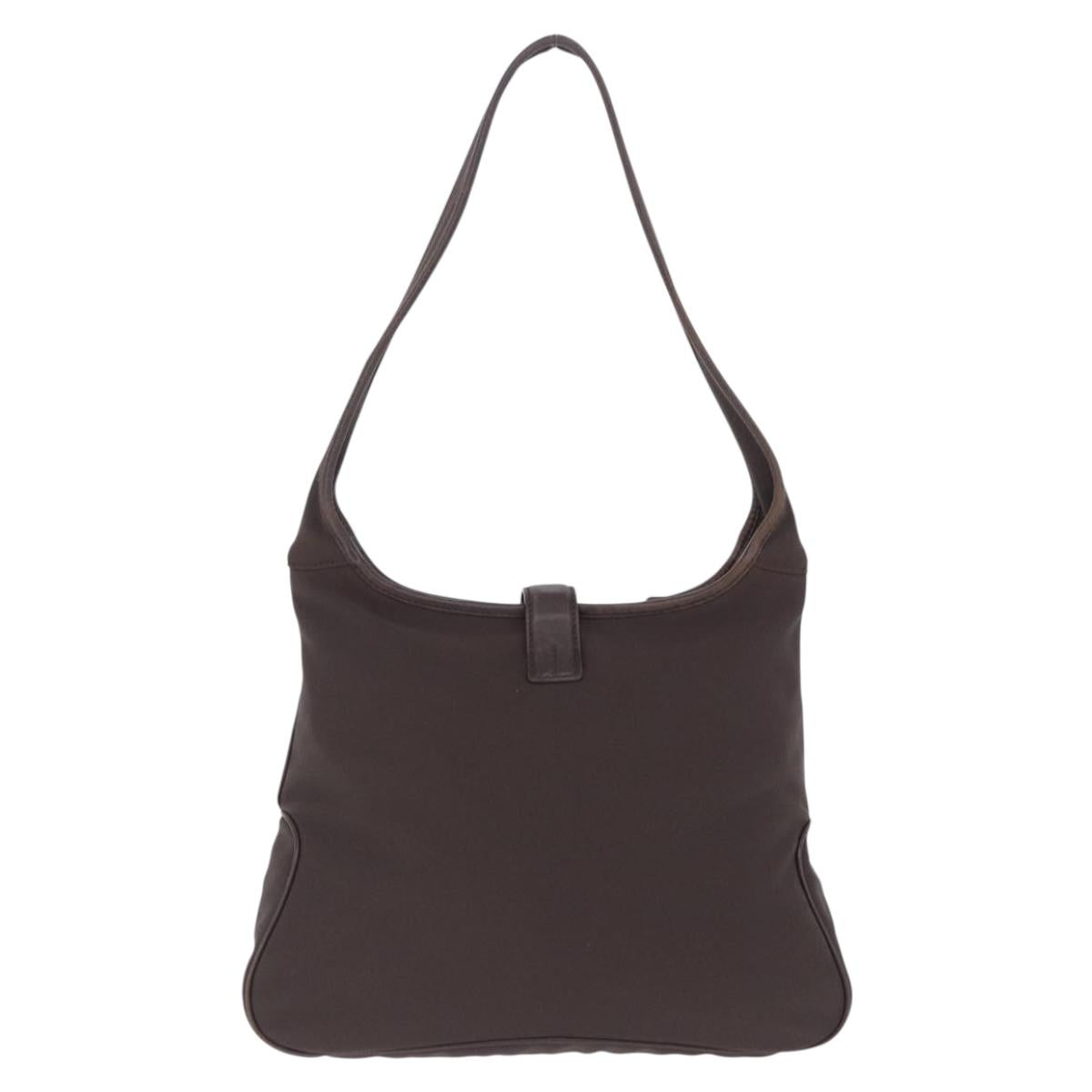Salvatore Ferragamo Shoulder Bag Canvas Brown Silver Auth 196735A