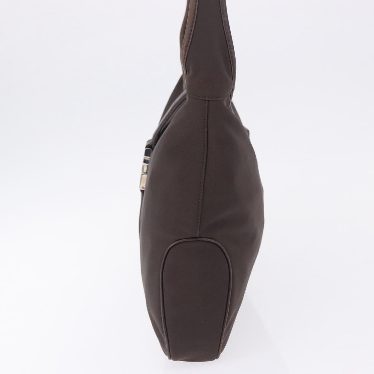 Salvatore Ferragamo Shoulder Bag Canvas Brown Silver Auth 196735A