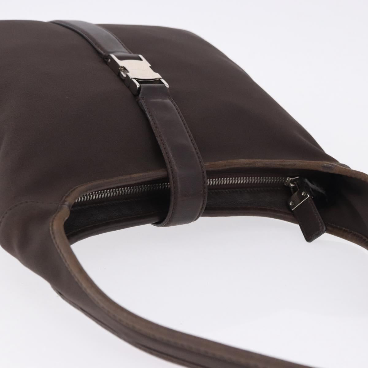Salvatore Ferragamo Shoulder Bag Canvas Brown Silver Auth 196735A