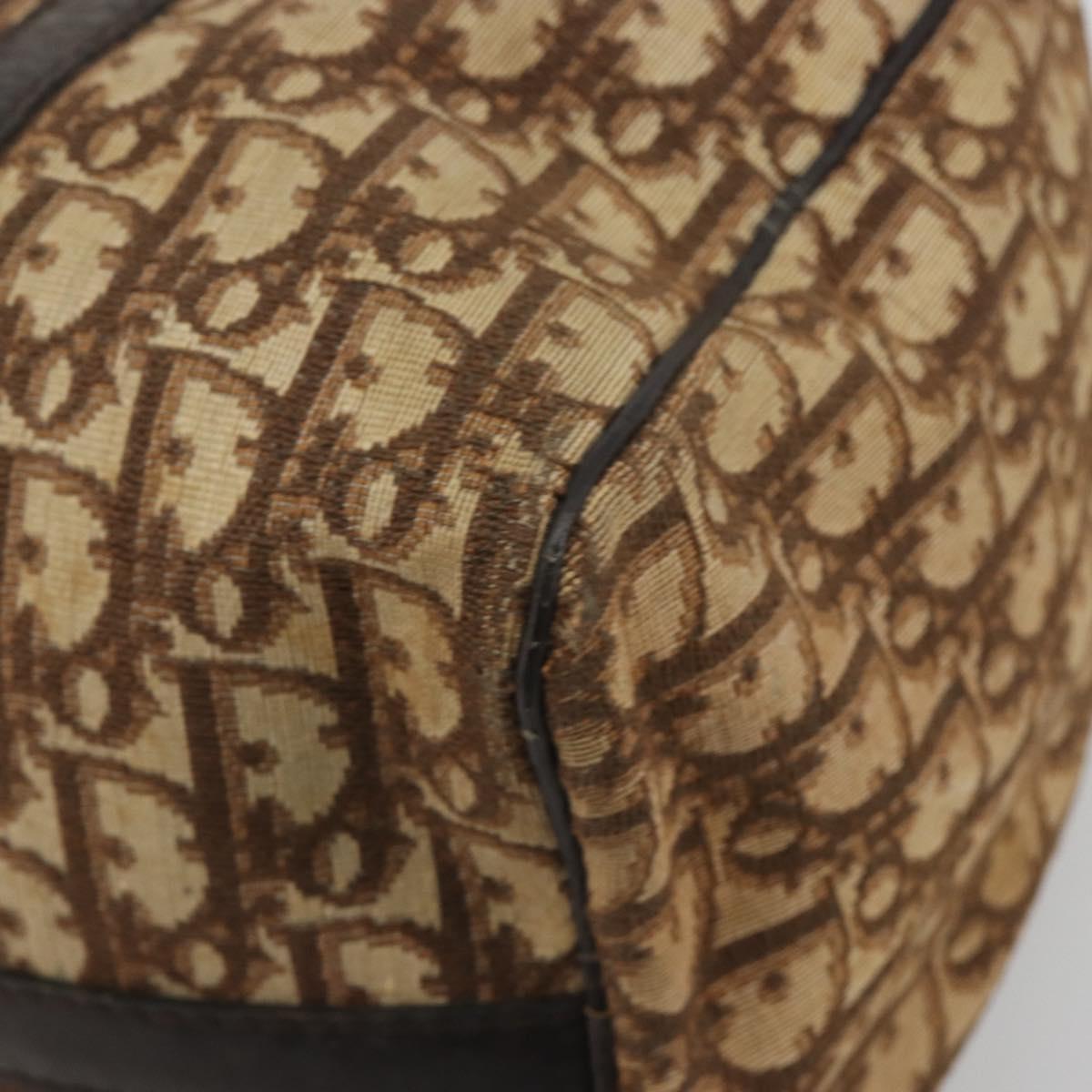 Christian Dior Trotter Canvas Hand Bag Brown Gold Auth 196736