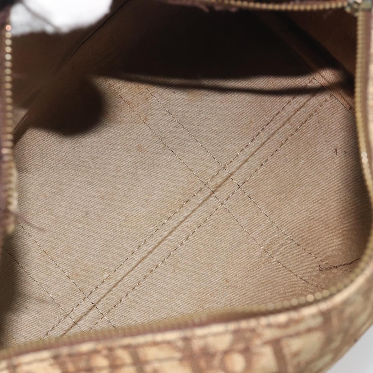 Christian Dior Trotter Canvas Hand Bag Brown Gold Auth 196736