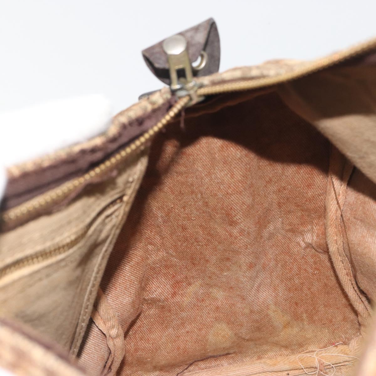 Christian Dior Trotter Canvas Hand Bag Brown Gold Auth 196736