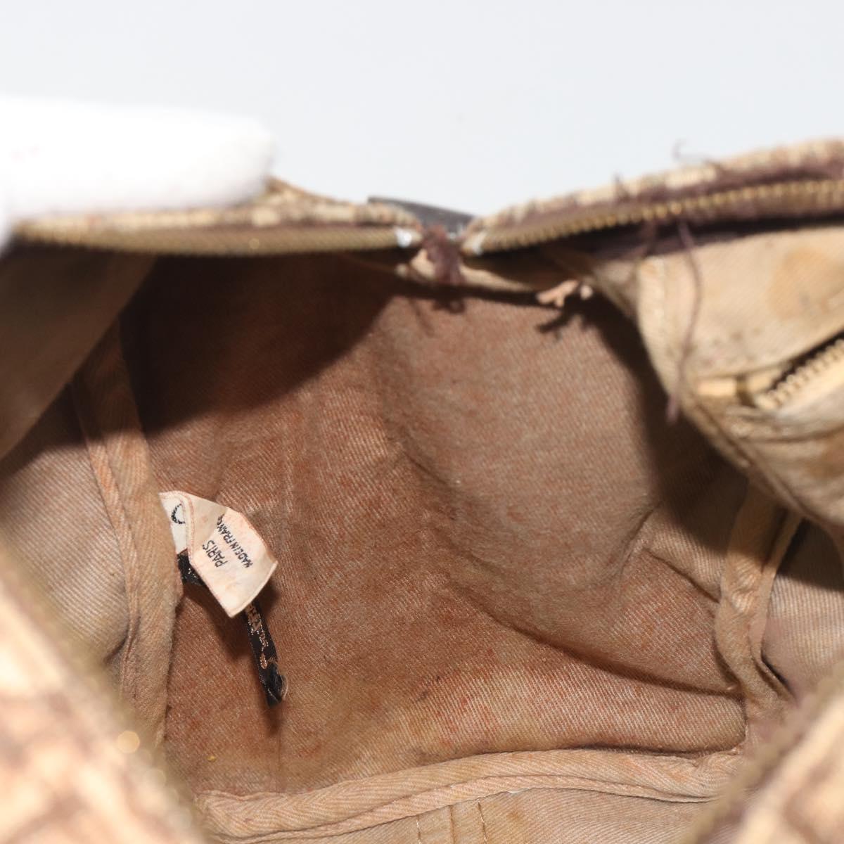 Christian Dior Trotter Canvas Hand Bag Brown Gold Auth 196736