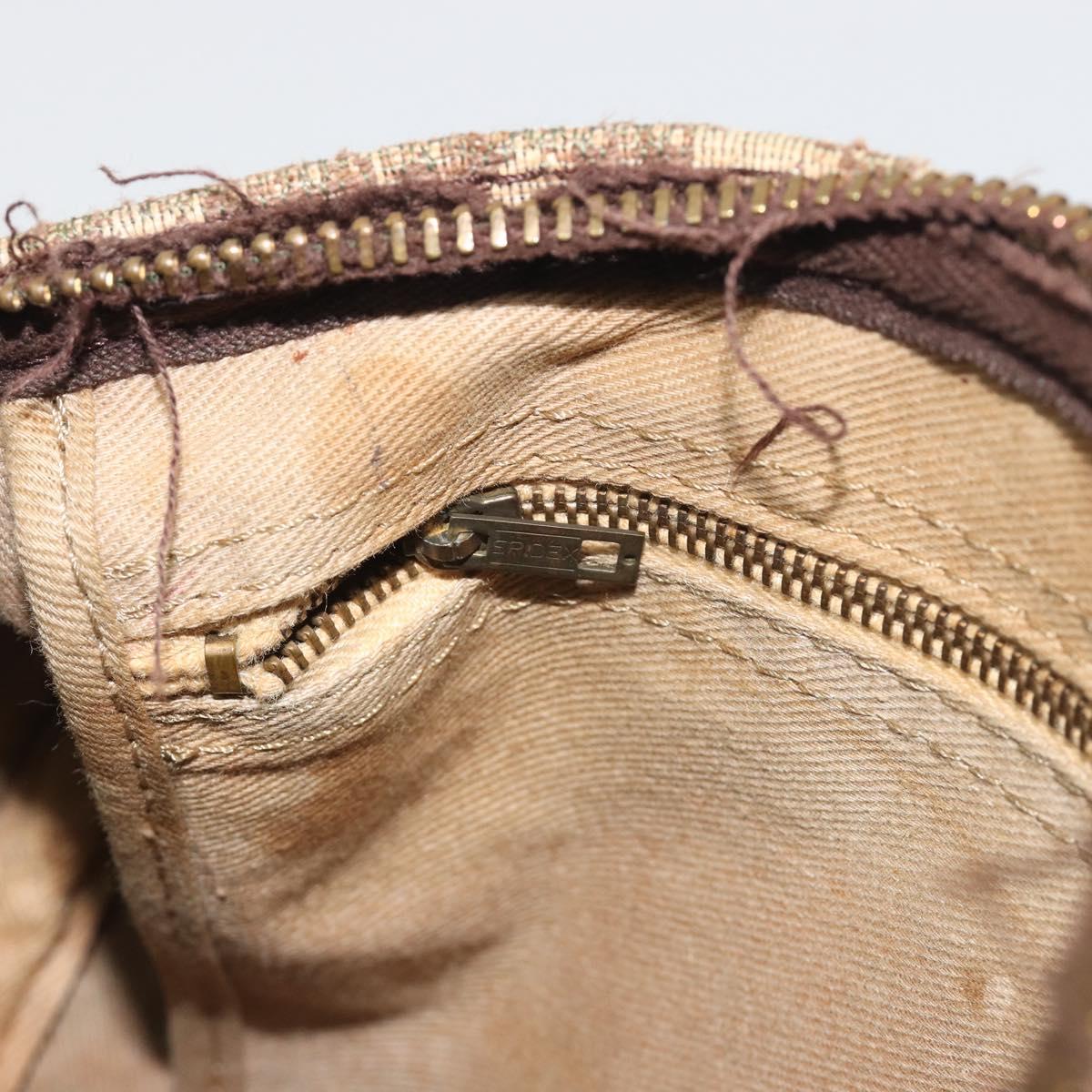 Christian Dior Trotter Canvas Hand Bag Brown Gold Auth 196736