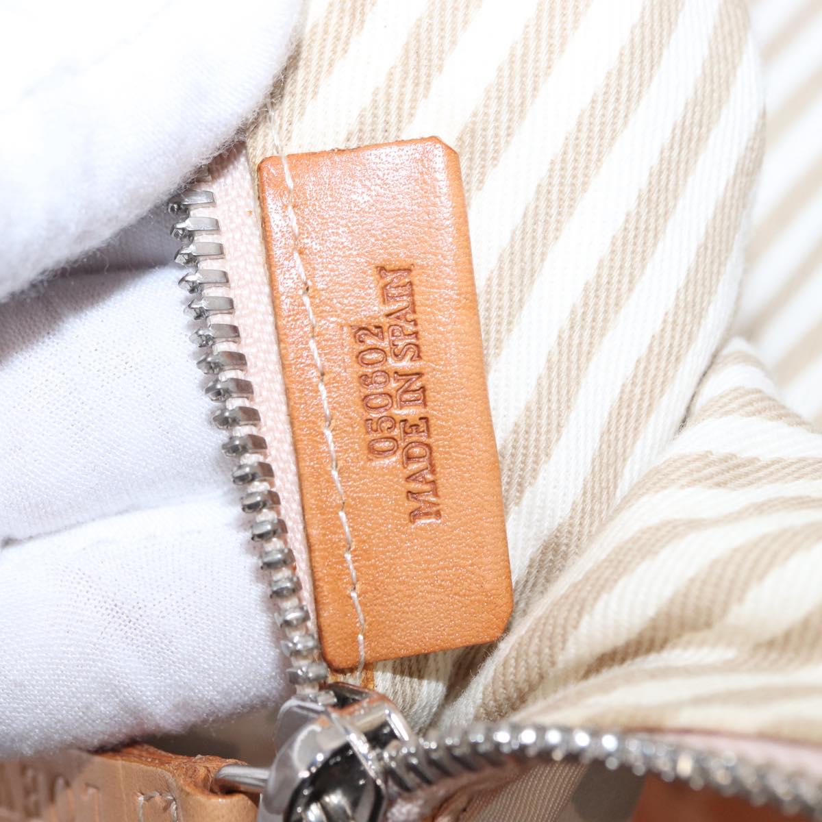 LOEWE Hand Bag Nylon Beige Silver Auth 196742A