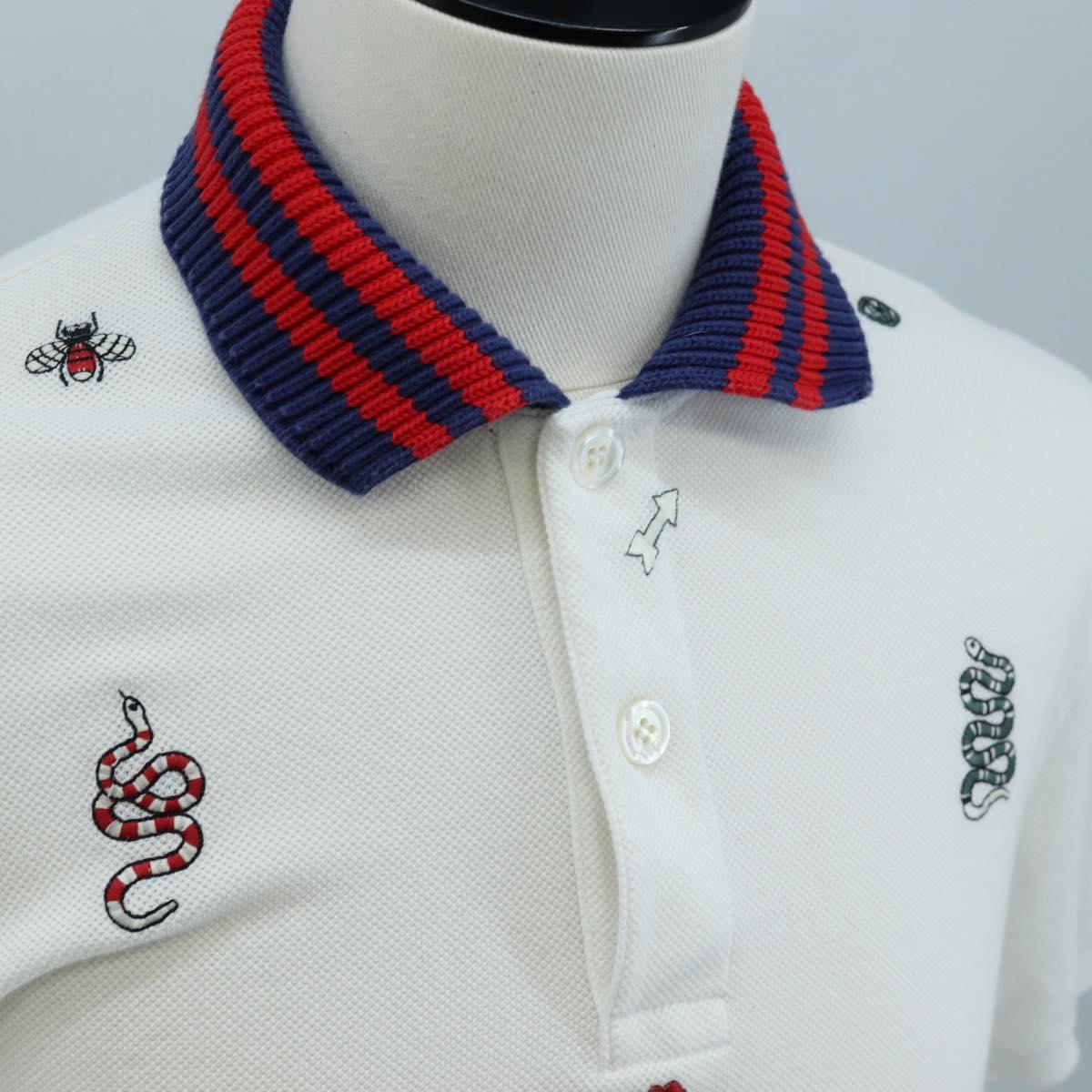 GUCCI Polo Shirt Short-Sleeved T-Shirt Cotton S White Auth 196745M