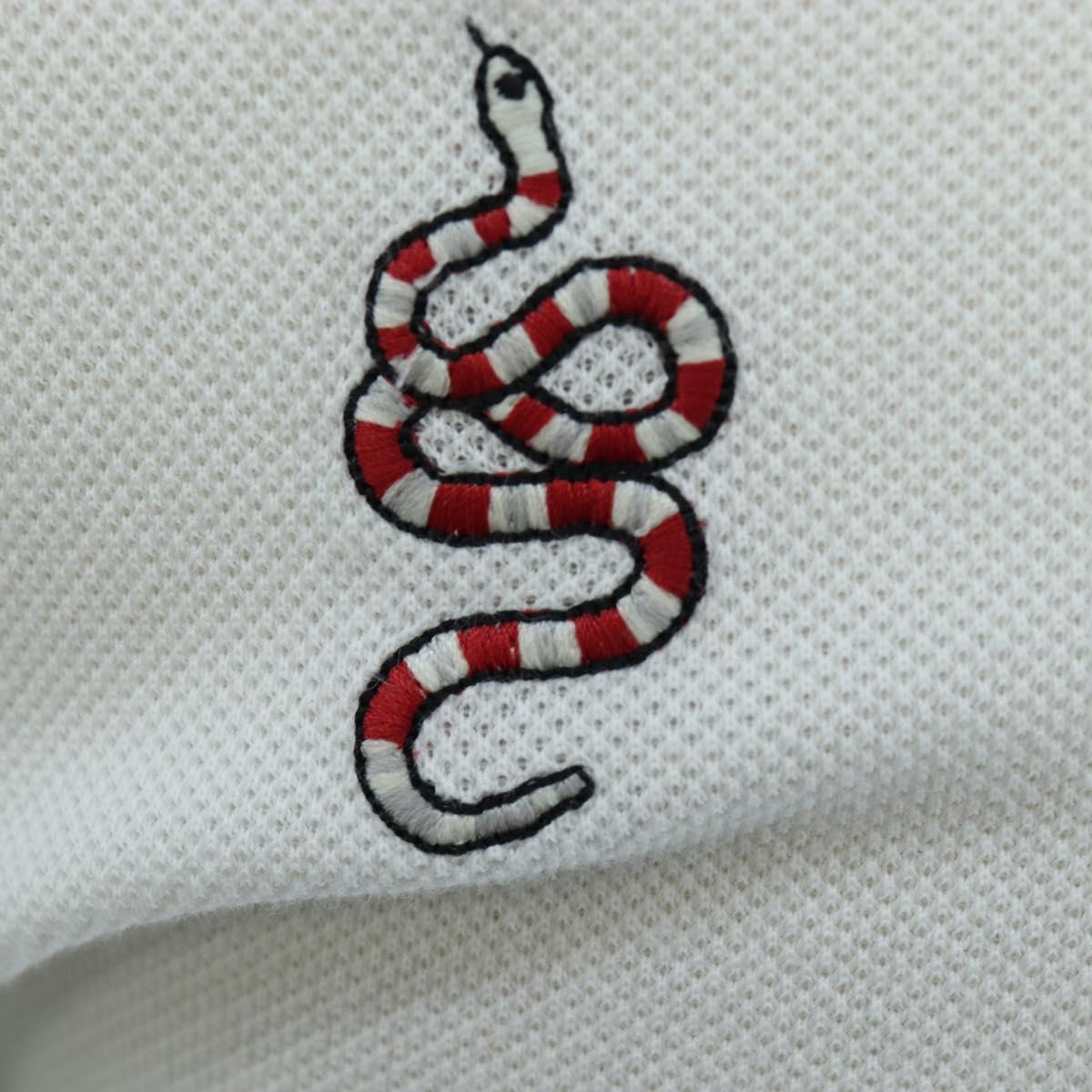 GUCCI Polo Shirt Short-Sleeved T-Shirt Cotton S White Auth 196745M