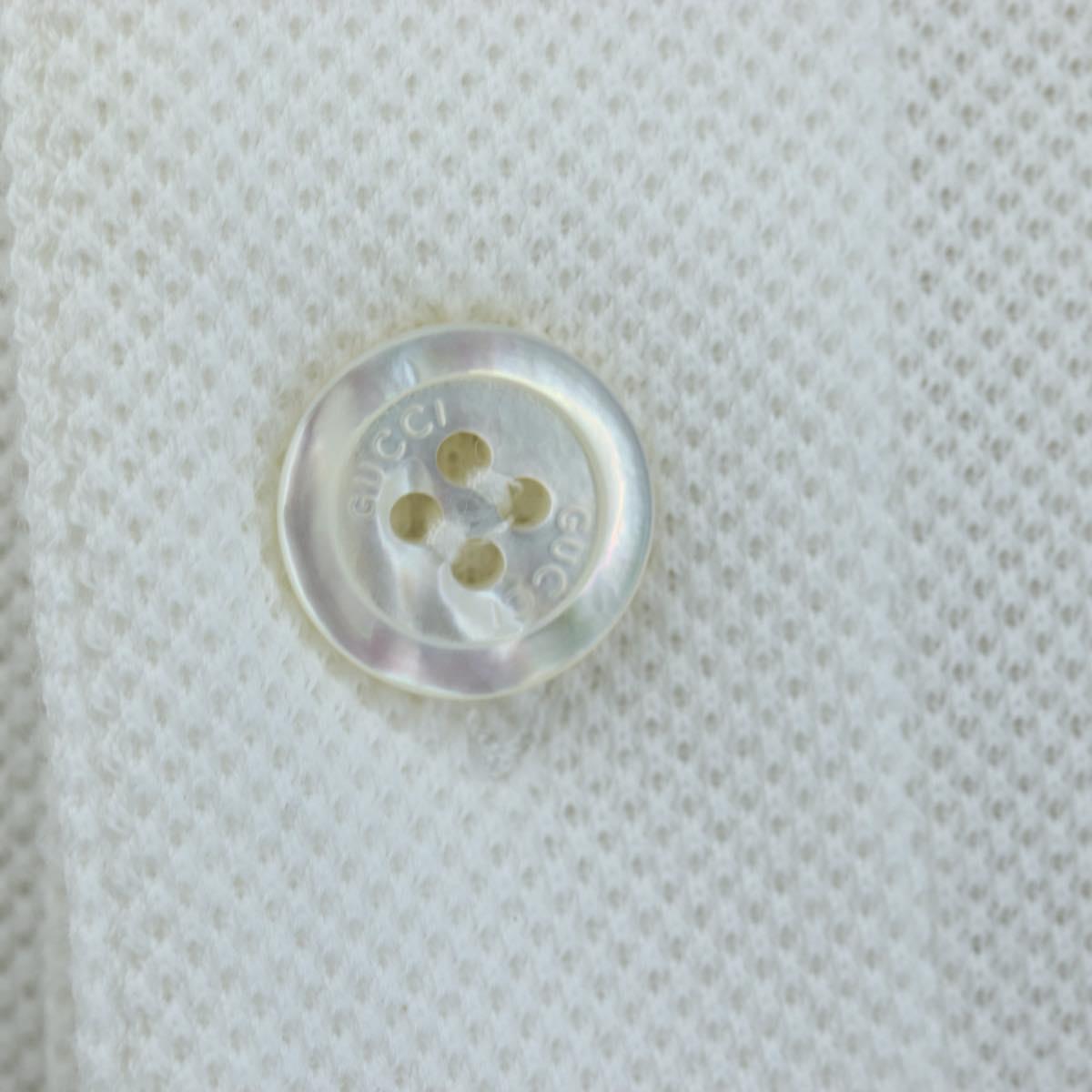 GUCCI Polo Shirt Short-Sleeved T-Shirt Cotton S White Auth 196745M