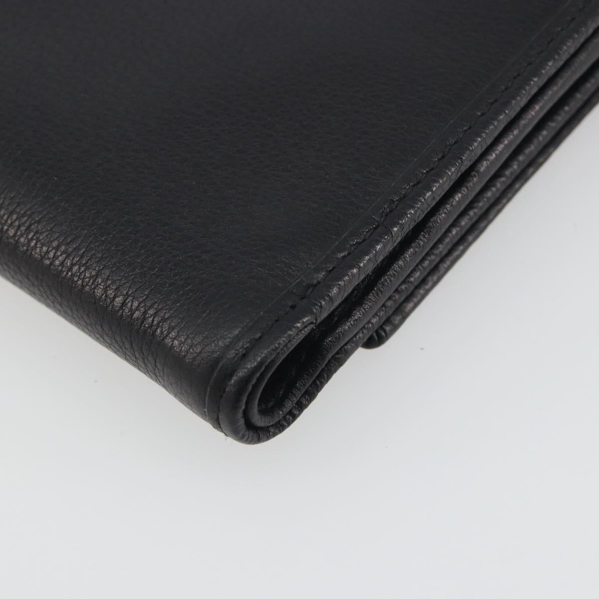LOEWE Anagram Wallet Leather Black Silver Auth 196748V