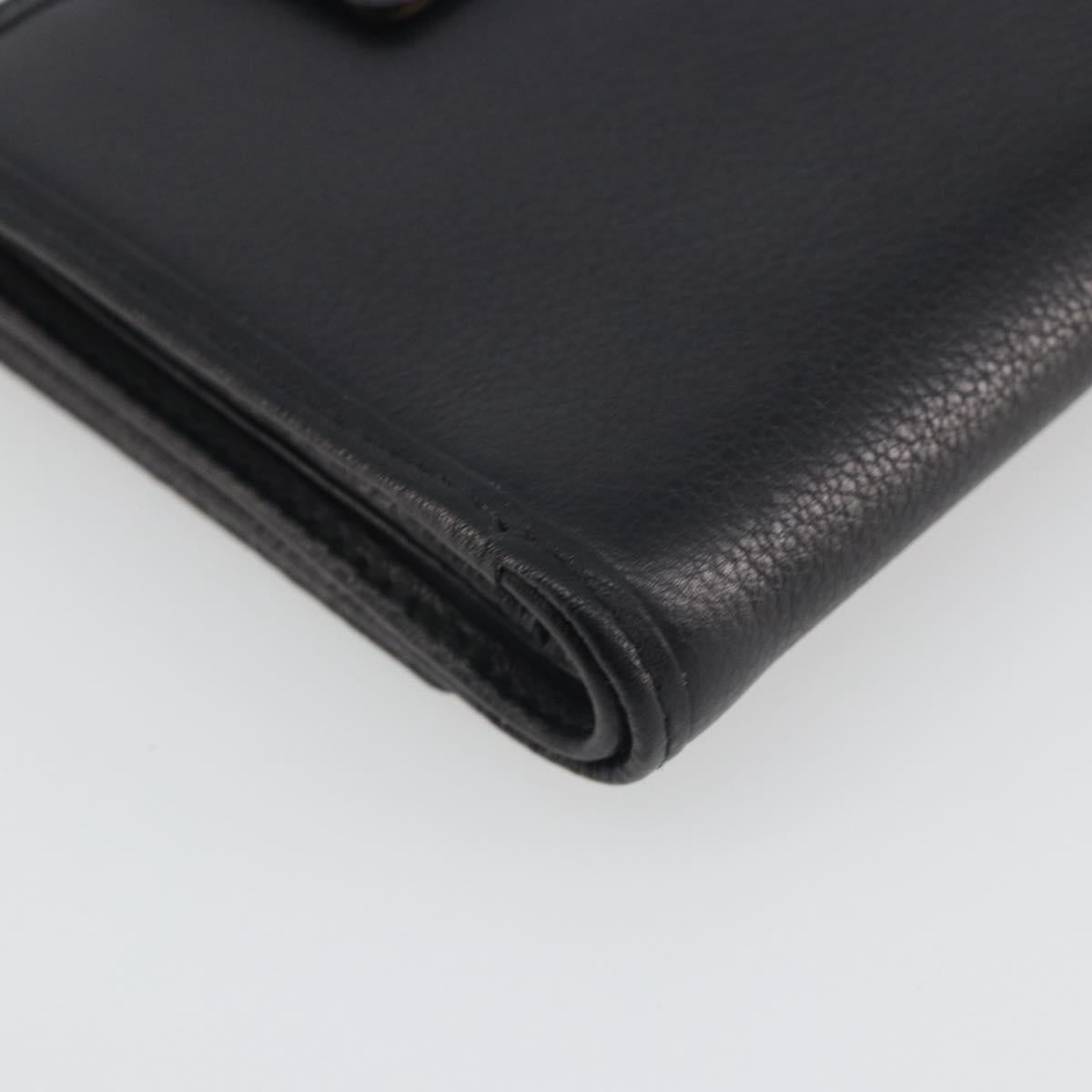 LOEWE Anagram Wallet Leather Black Silver Auth 196748V