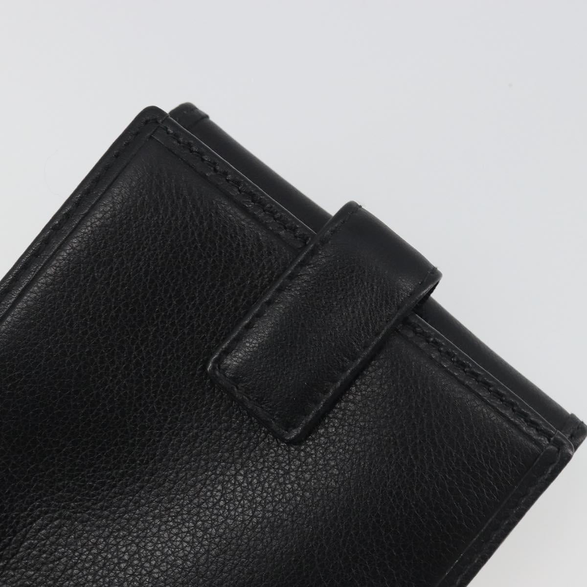 LOEWE Anagram Wallet Leather Black Silver Auth 196748V