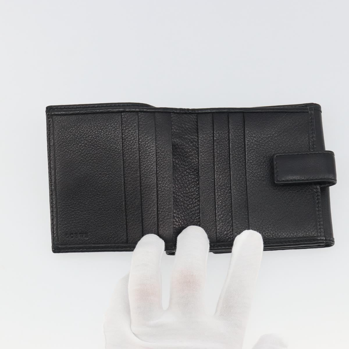 LOEWE Anagram Wallet Leather Black Silver Auth 196748V