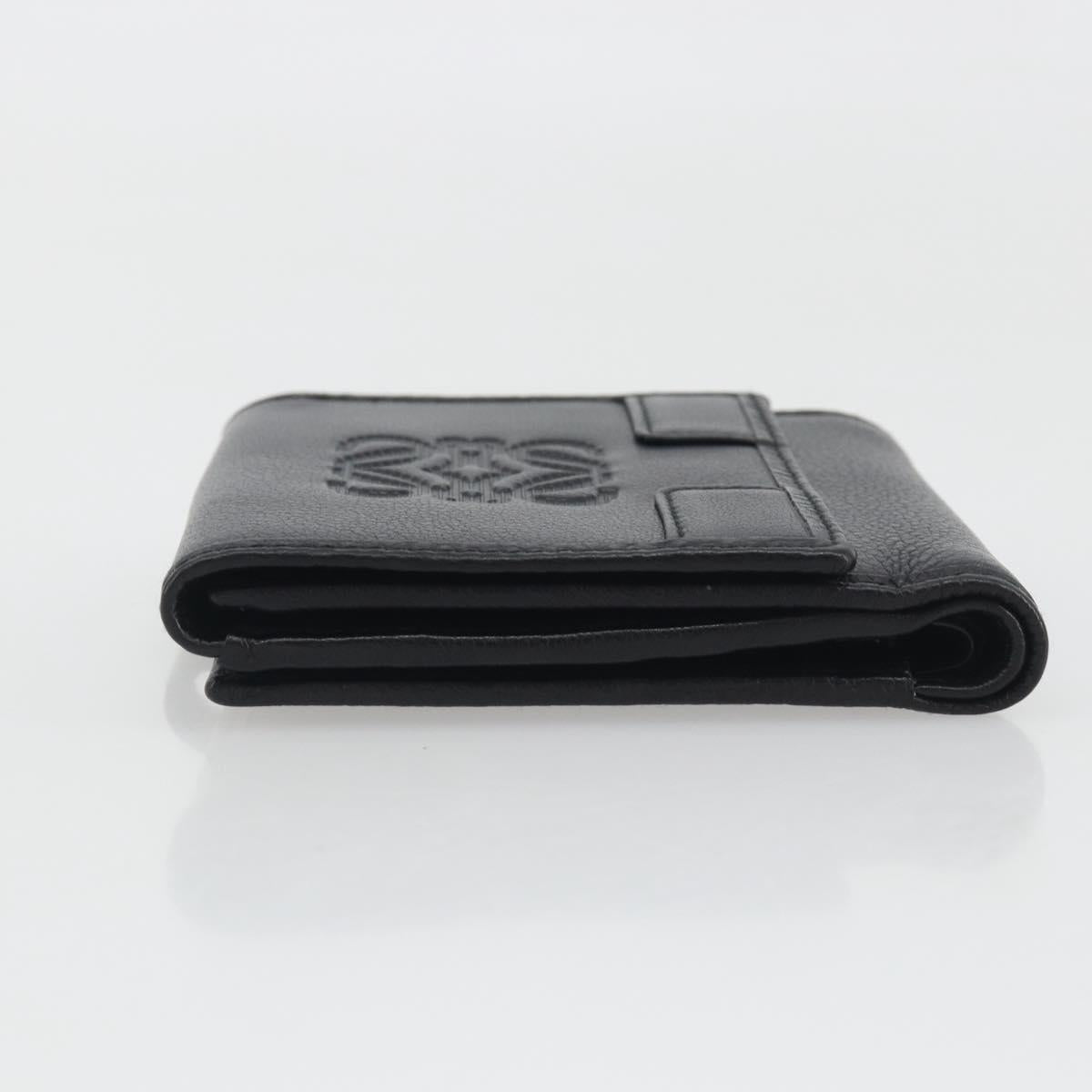 LOEWE Anagram Wallet Leather Black Silver Auth 196748V