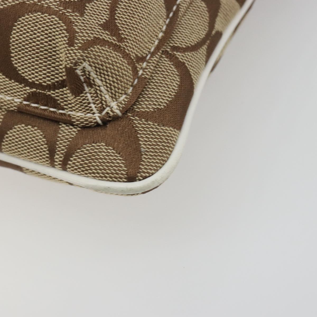 Coach Shoulder Bag Canvas Beige Silver Auth 196751A