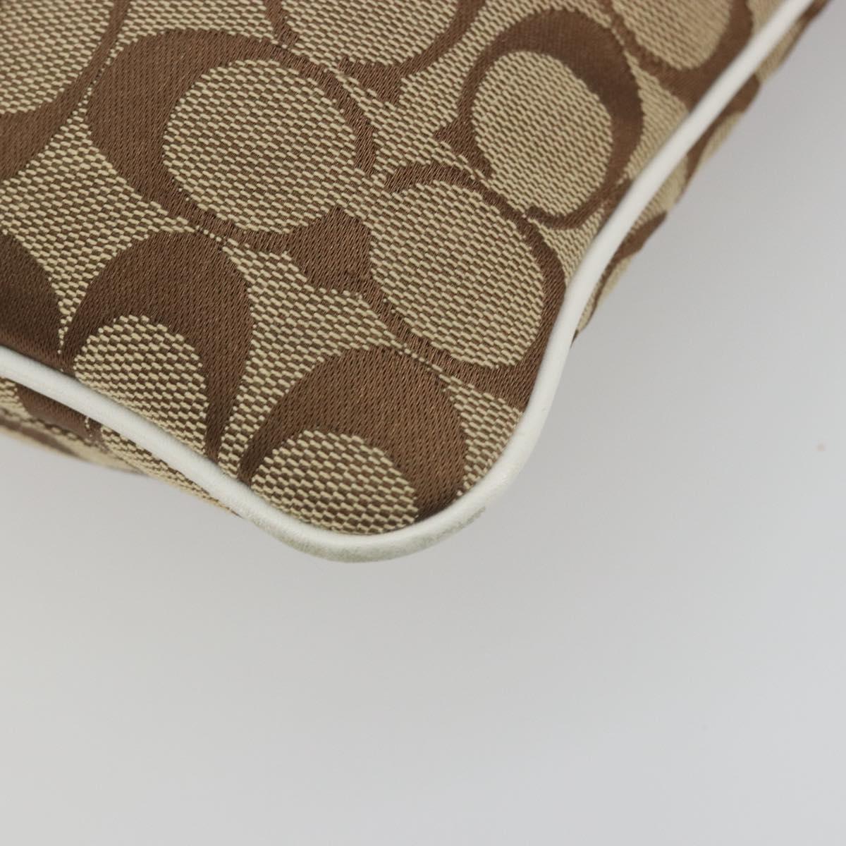 Coach Shoulder Bag Canvas Beige Silver Auth 196751A