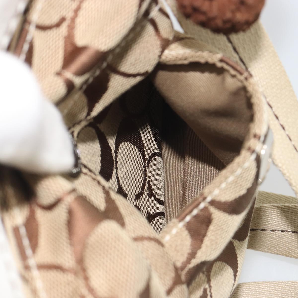 Coach Shoulder Bag Canvas Beige Silver Auth 196751A