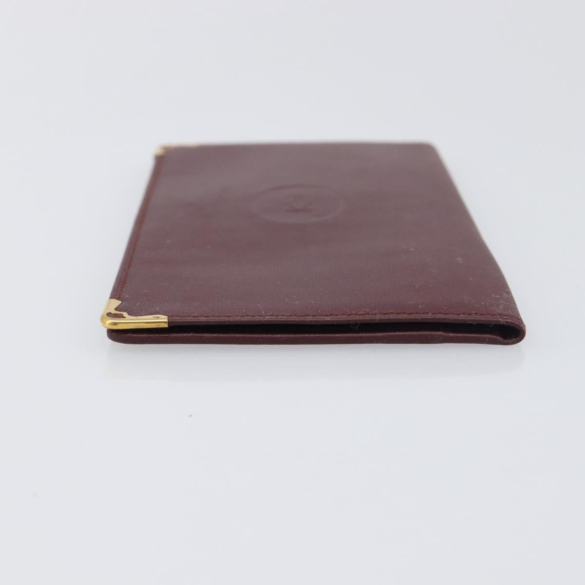 CARTIER Must Line Wallet Leather 4 Set Bordeaux Gold Auth 196752