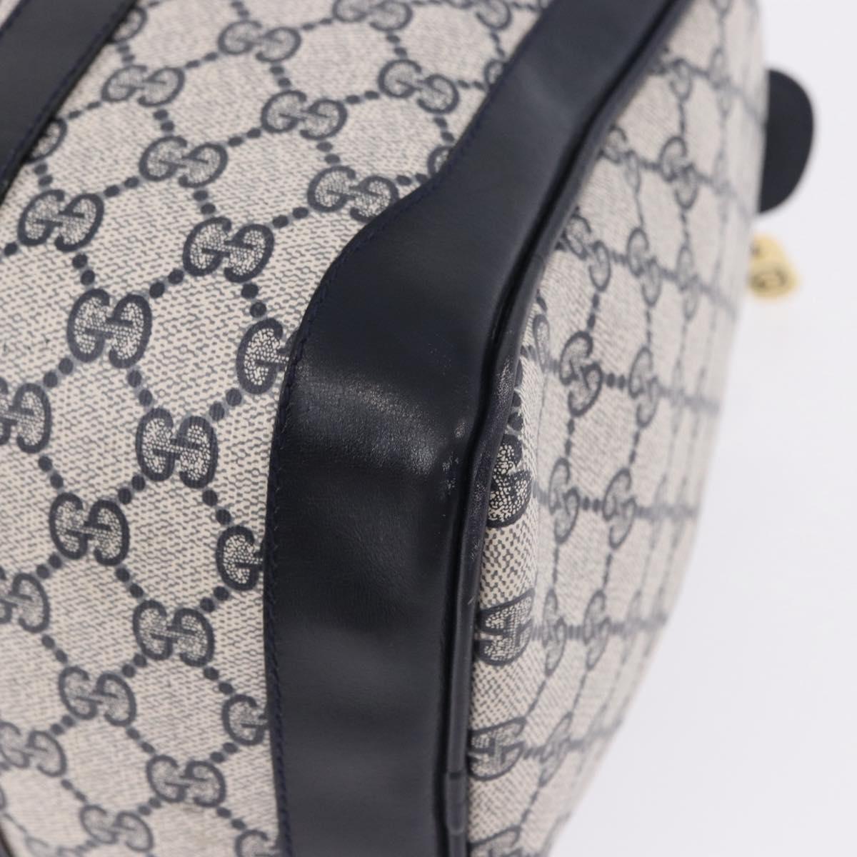 GUCCI GG Supreme Sherry Line Boston Bag PVC Navy Gold Auth 196762A